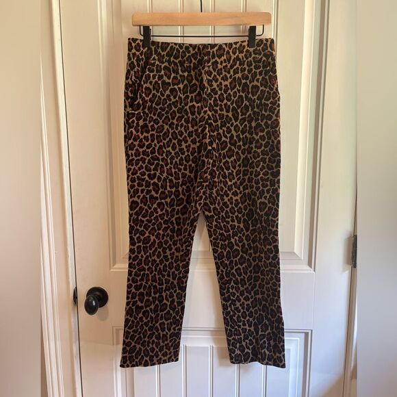 A.L.C. Harrison Velvet Leopard Print ankle pant cropped - Picture 4 of 10